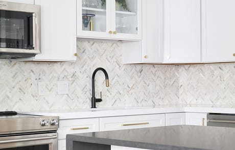 Condo Herringbone Backsplash Modern