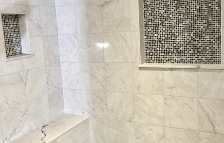 Marble Shower with Bench and Niche