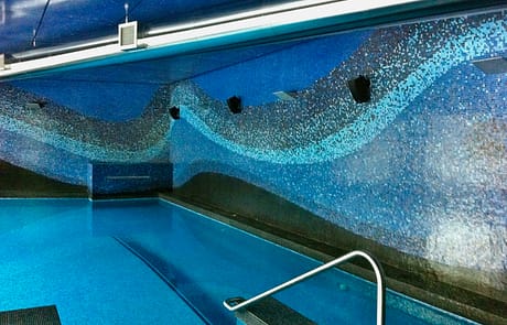 Indoor Residential Pool with Artistic Tile Design